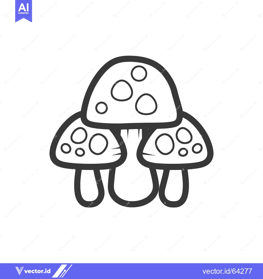 Premium Vector dari Three toadstools growing together in a cute illustration style