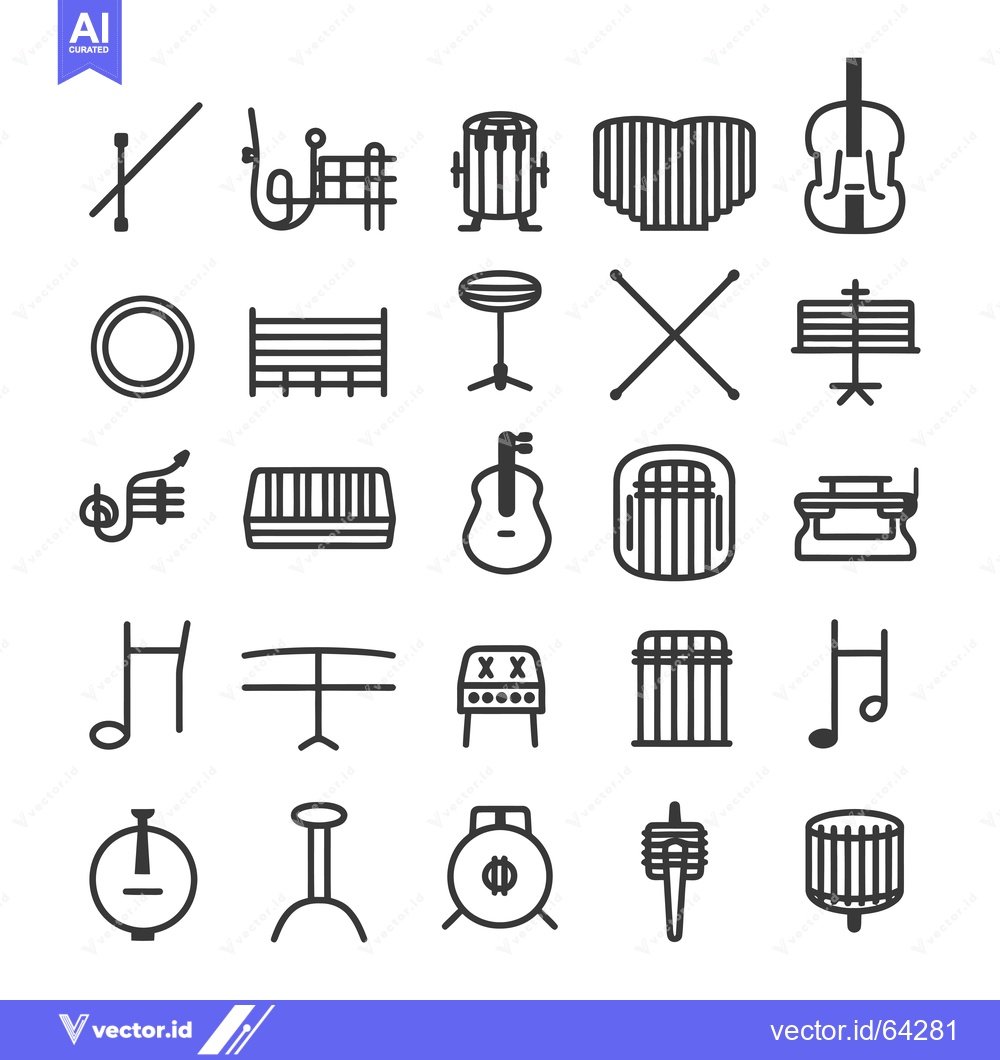 Premium Vector of Musical Instrument and Equipment Line Icons Set