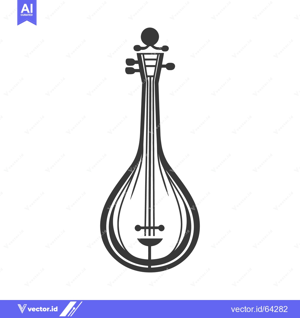 Premium Vector dari An illustrated black and white image of a stringed musical instrument
