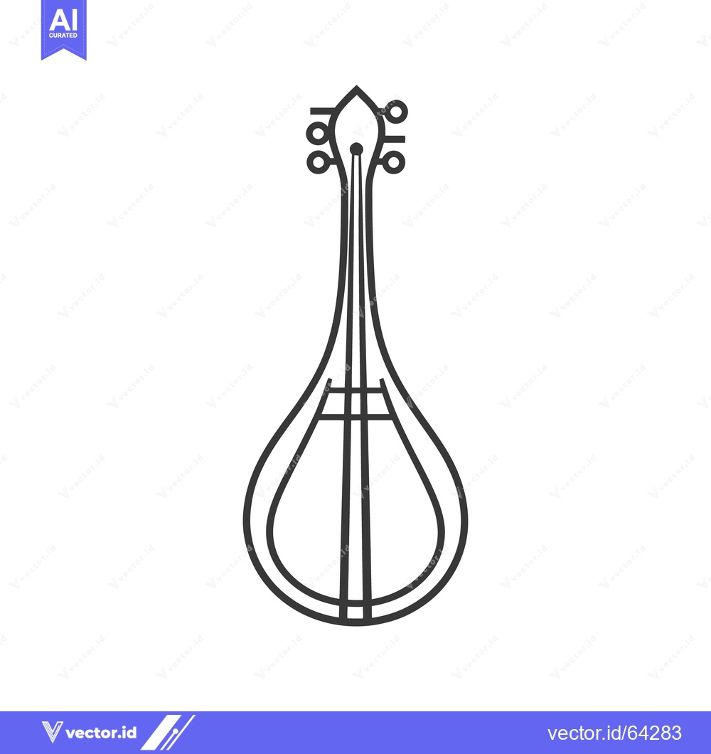 Premium Vector dari Simple black and white line illustration of a plucked stringed instrum