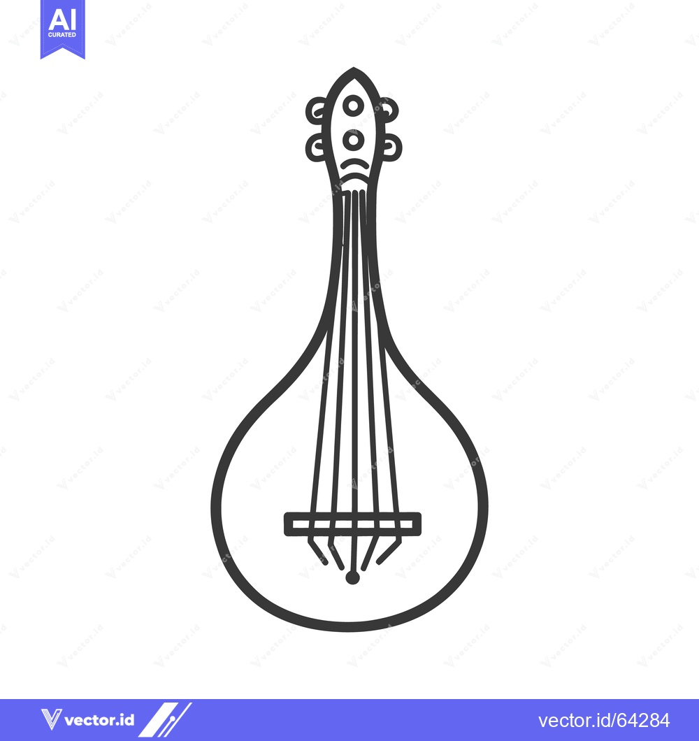 Premium Vector of Simple black and white outline of a plucked string instrument
