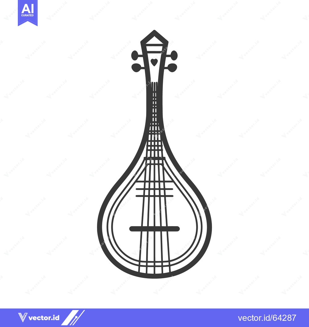 Premium Vector of A black and white illustration shows a stringed musical instrument