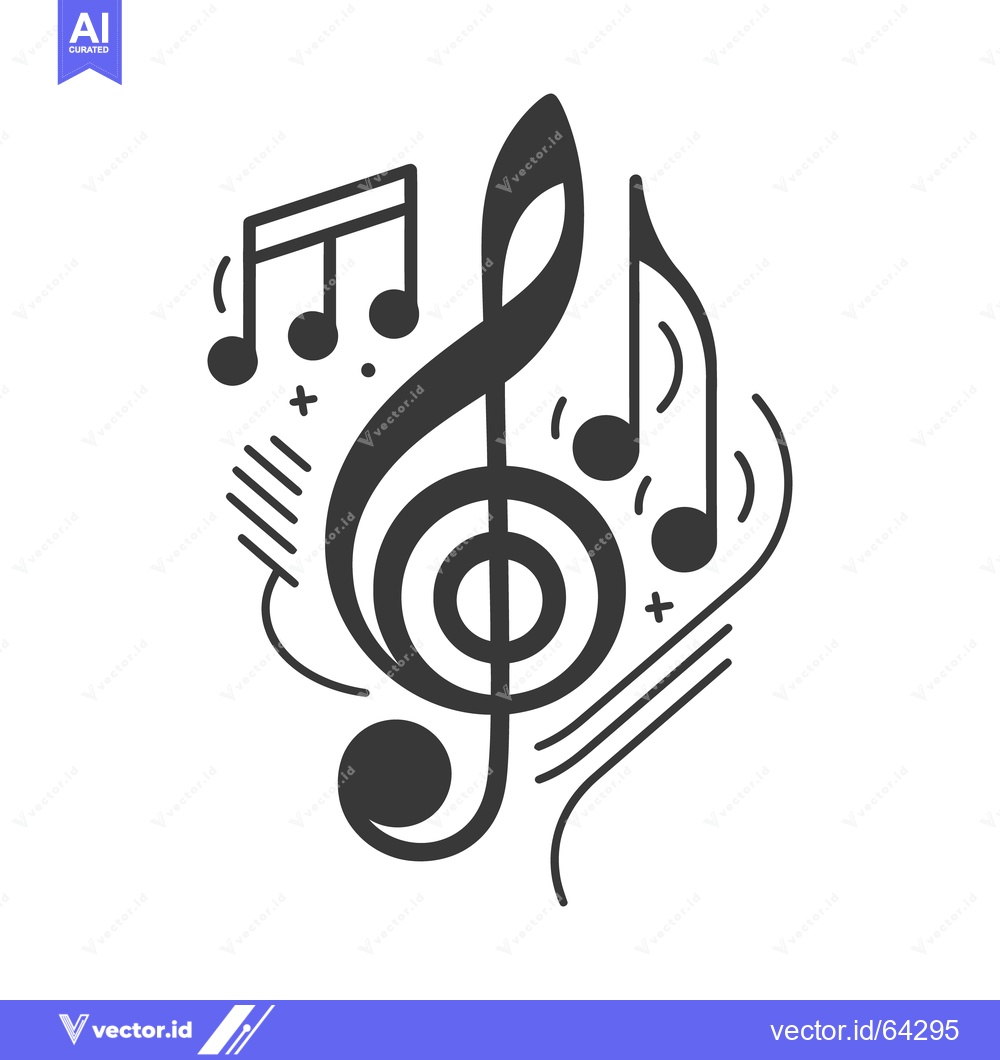 Premium Vector dari An artistic representation of musical notes and a treble clef