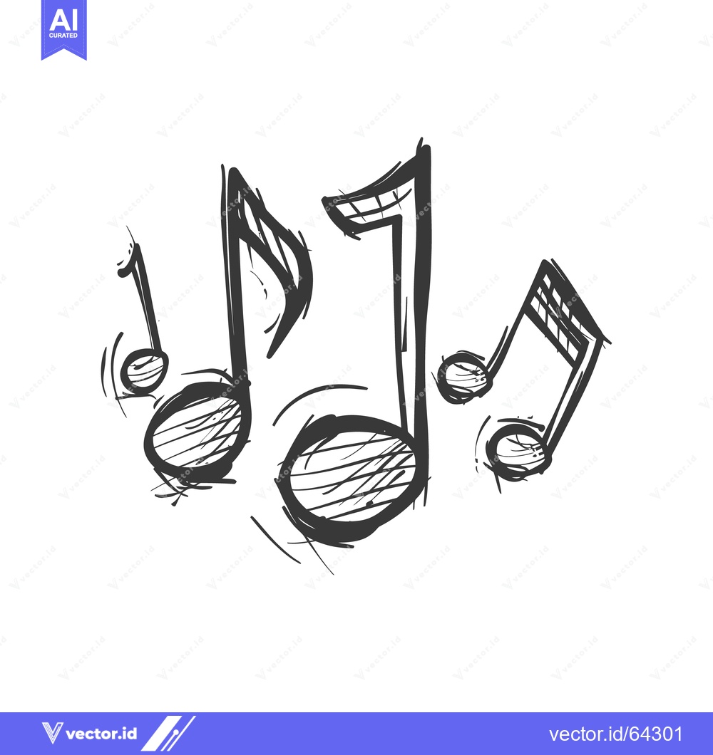 Premium Vector dari Handwritten sketch of musical notes set on a white background
