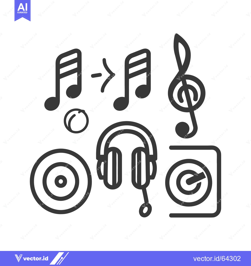 Premium Vector of Simple musical instrument symbols and notes in a modern design