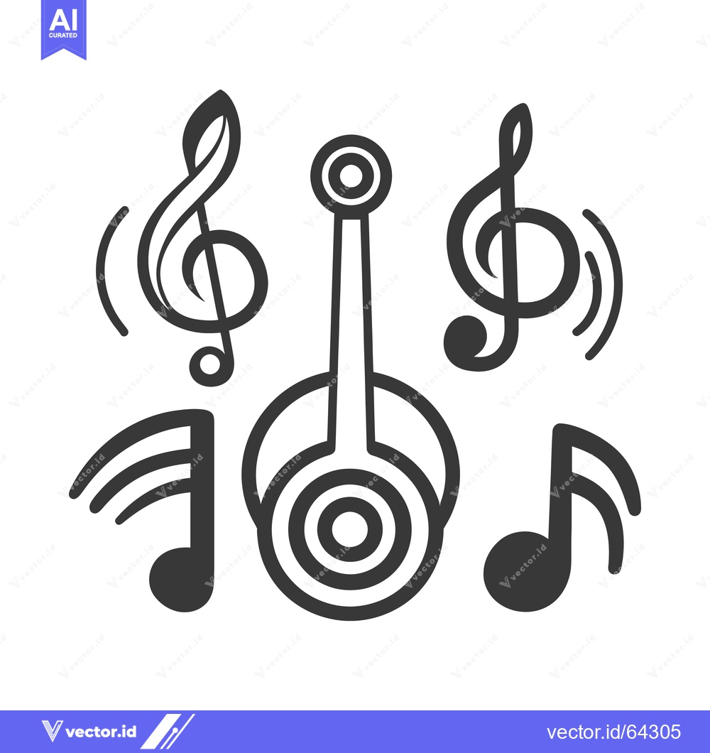 Premium Vector of An illustration featuring musical notes and a stringed instrument desi