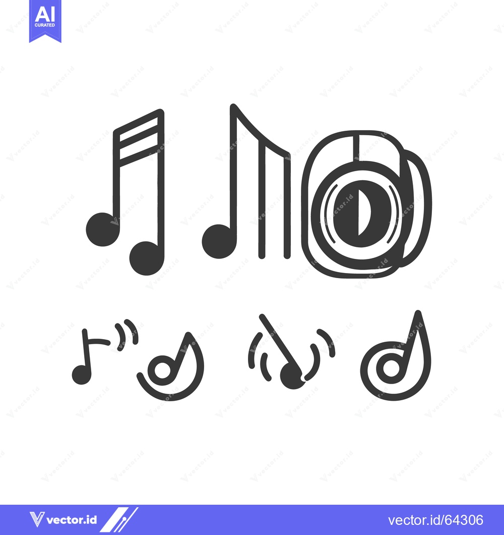 Premium Vector dari Simple black and white musical notes and headphones are displayed