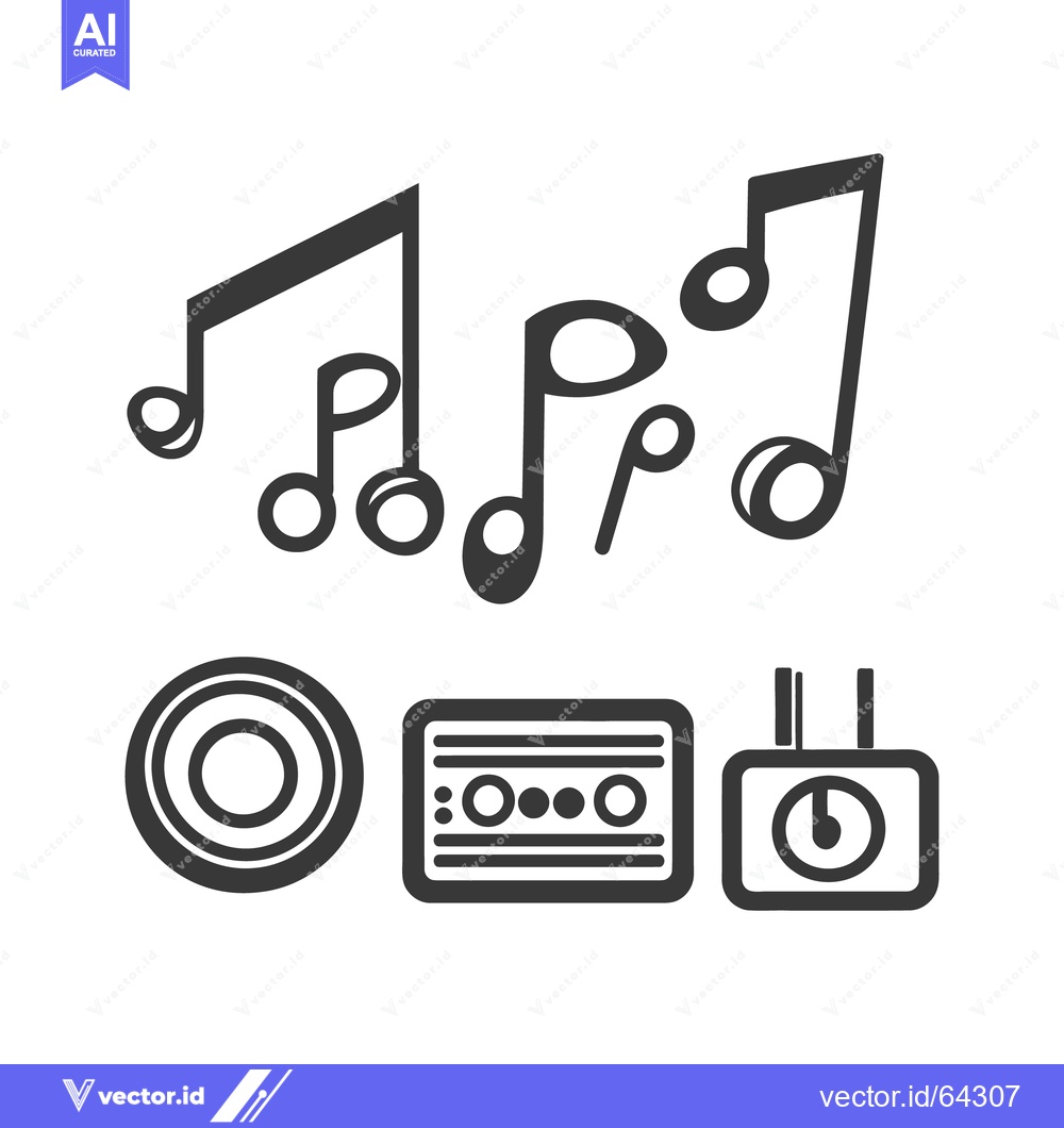 Premium Vector of Various musical elements and audio components are presented on white
