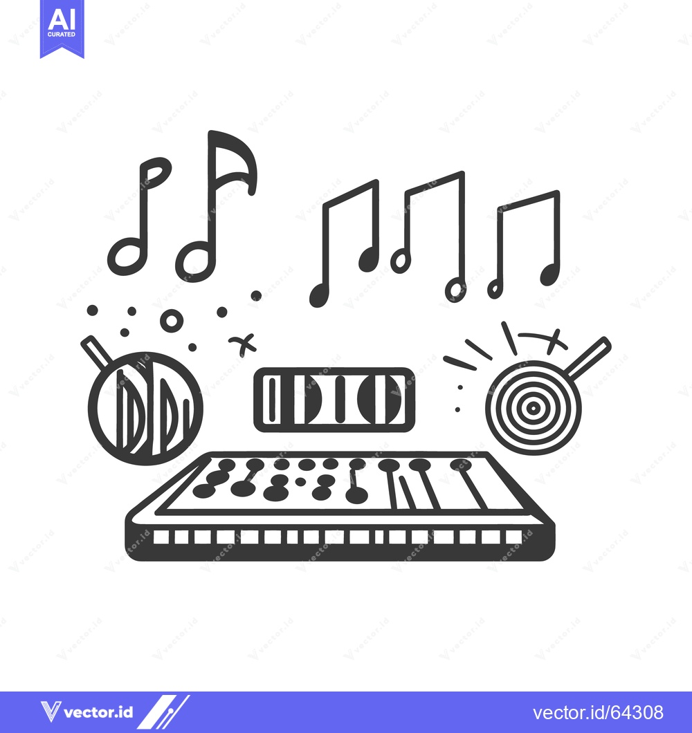 Premium Vector dari An illustrated black and white musical instrument composition