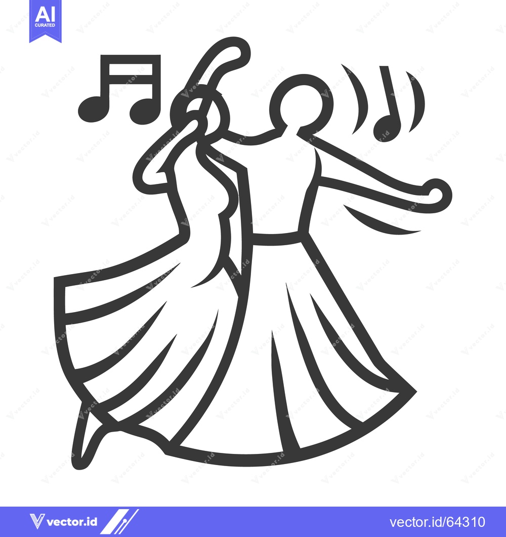 Premium Vector dari A pair of dancers perform a ballroom dance with accompanying musical n