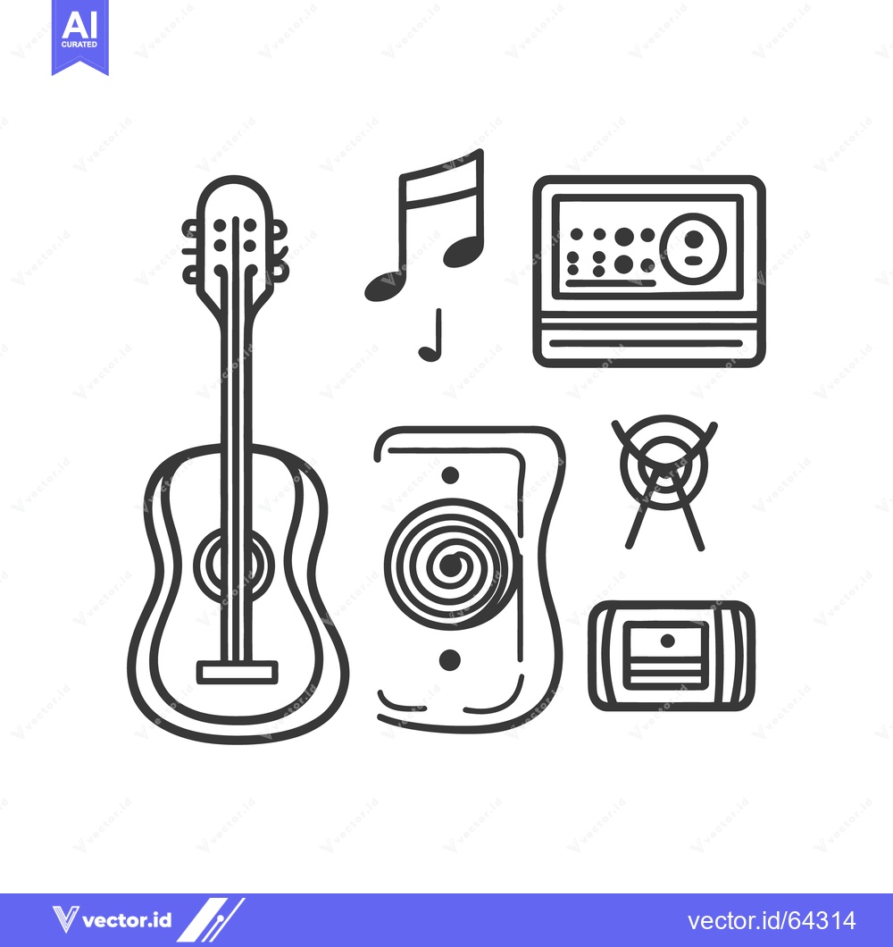 Premium Vector dari Various musical instruments and music related equipment displayed in a