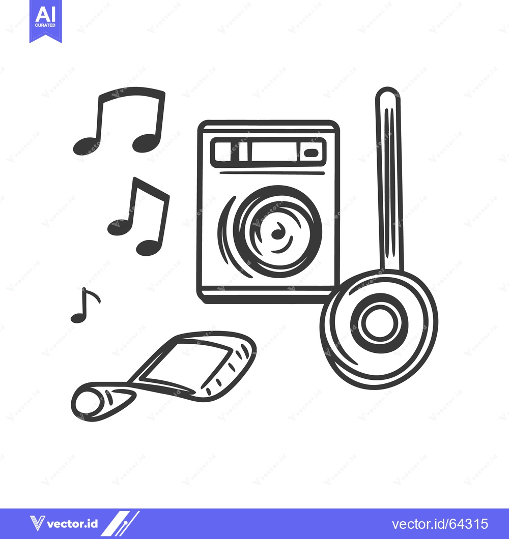 Premium Vector of Various audio equipment and musical notes are displayed together