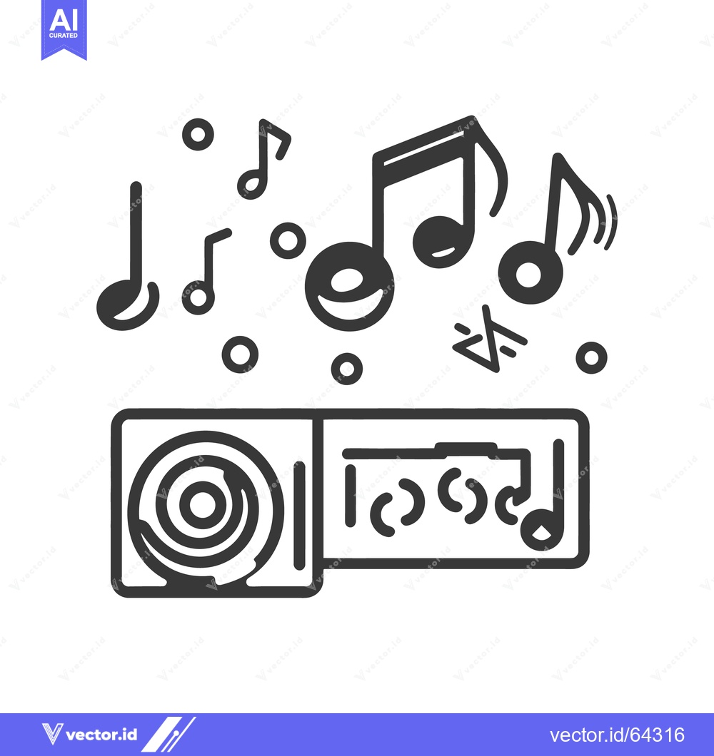 Premium Vector dari A simple illustration depicting a record player playing music notes