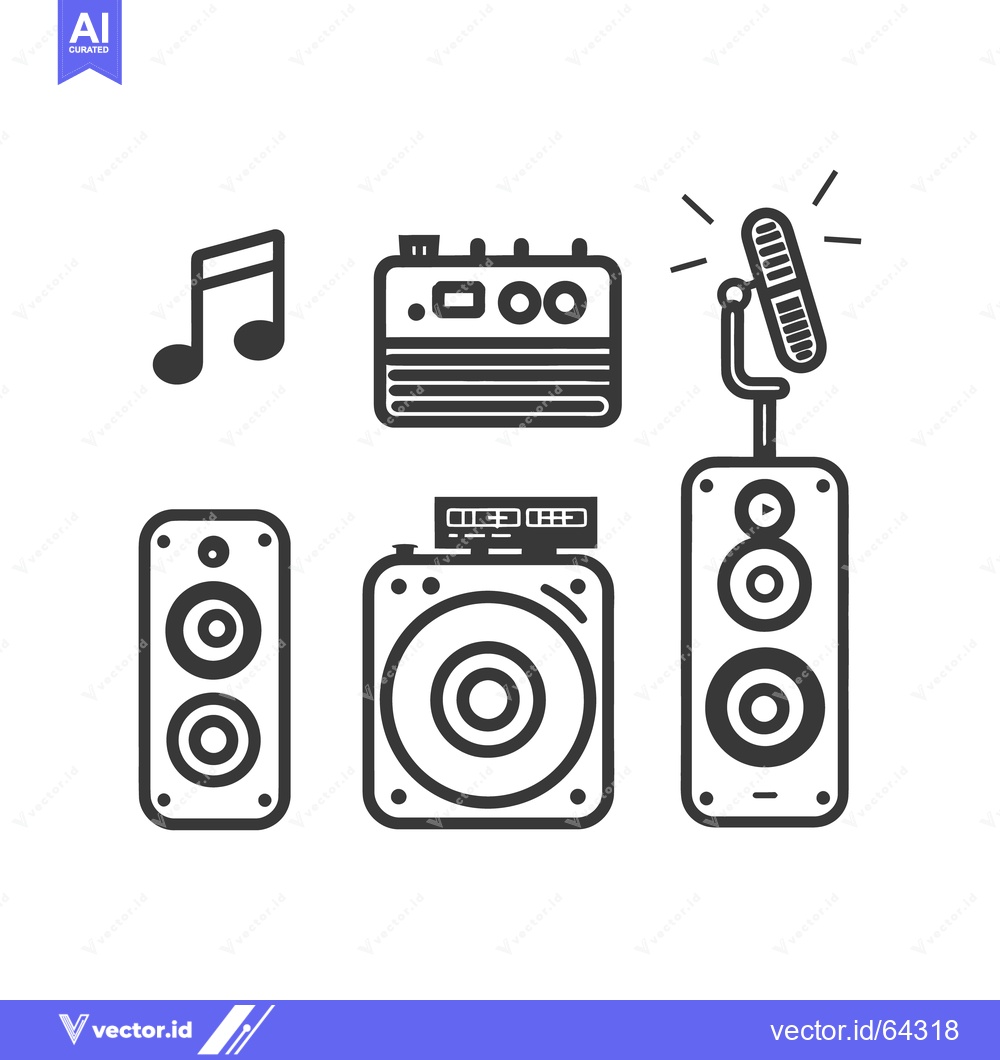 Premium Vector of Musical equipment instruments microphone and audio speaker equipment v