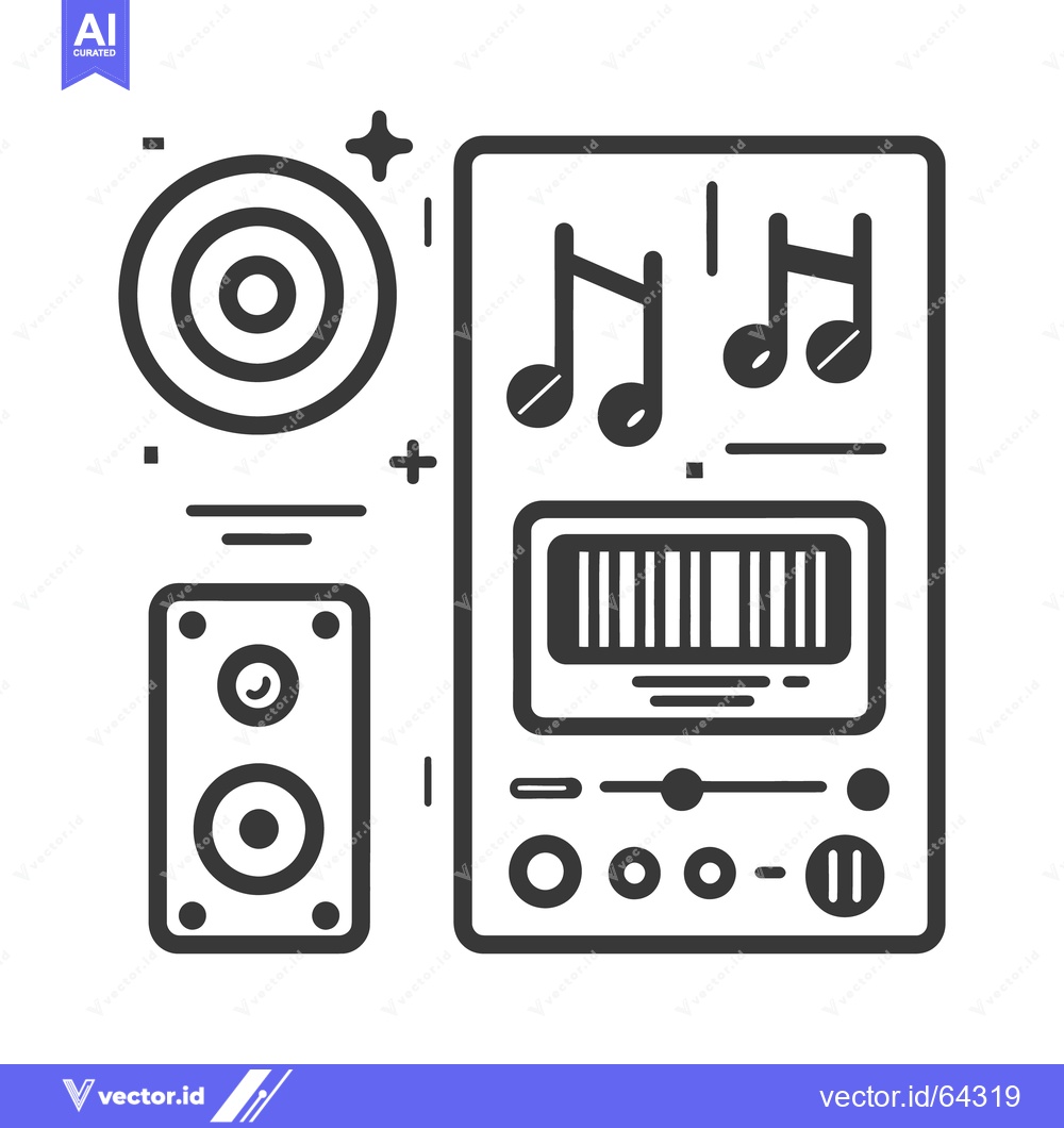 Premium Vector dari A minimalist monochrome depiction of music equipment and components