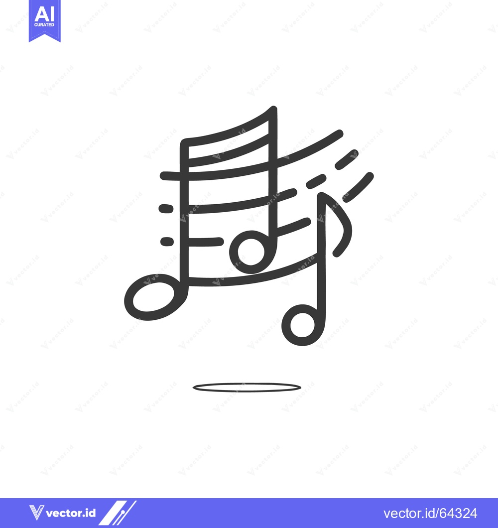 Premium Vector of Minimalist Music Notes Icon: Bold Outline Design on White Background