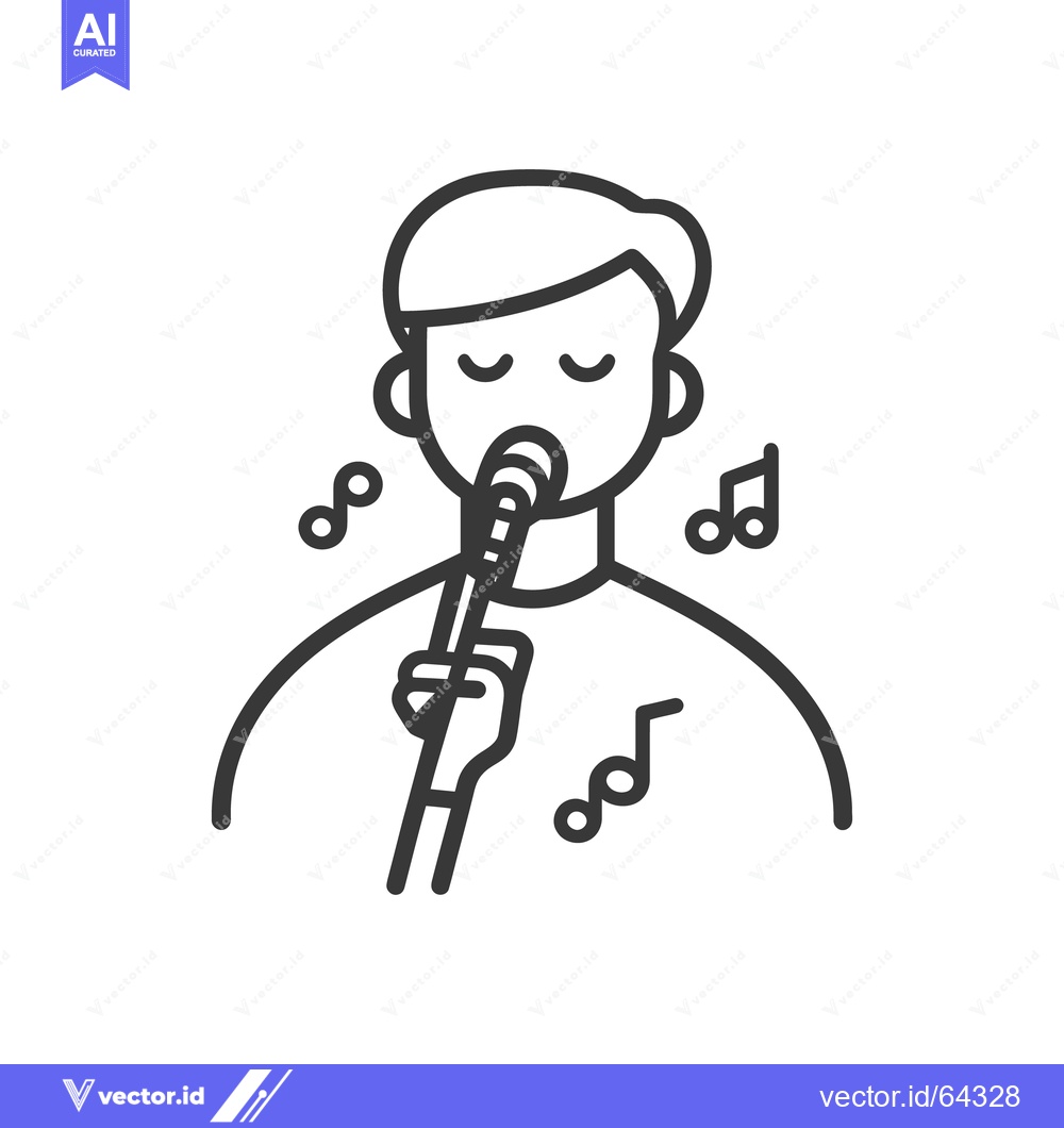 Premium Vector dari A person is singing into a microphone with musical notes around them