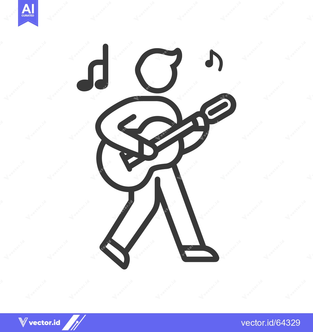 Premium Vector of A simple black and white illustration of a guitar playing person