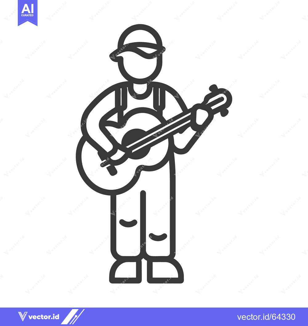 Premium Vector of A person playing an acoustic guitar and wearing a cap