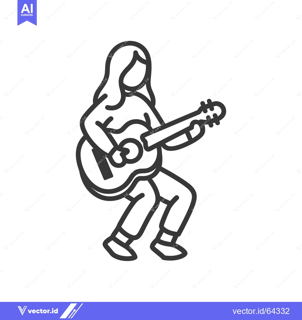 Premium Vector dari A person depicted playing a guitar in a simple line drawing