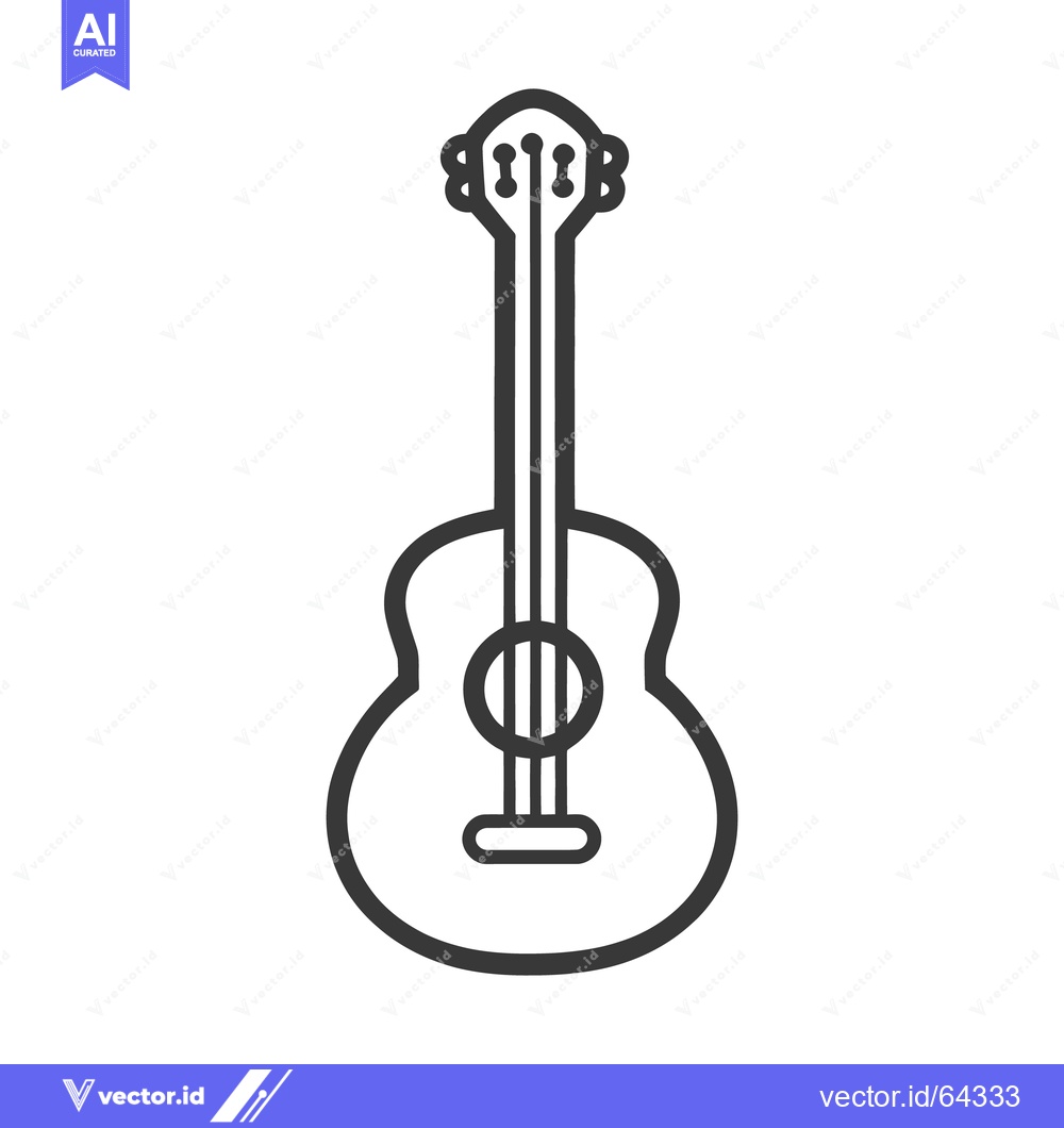 Premium Vector of A simple black line drawing of an acoustic guitar instrument