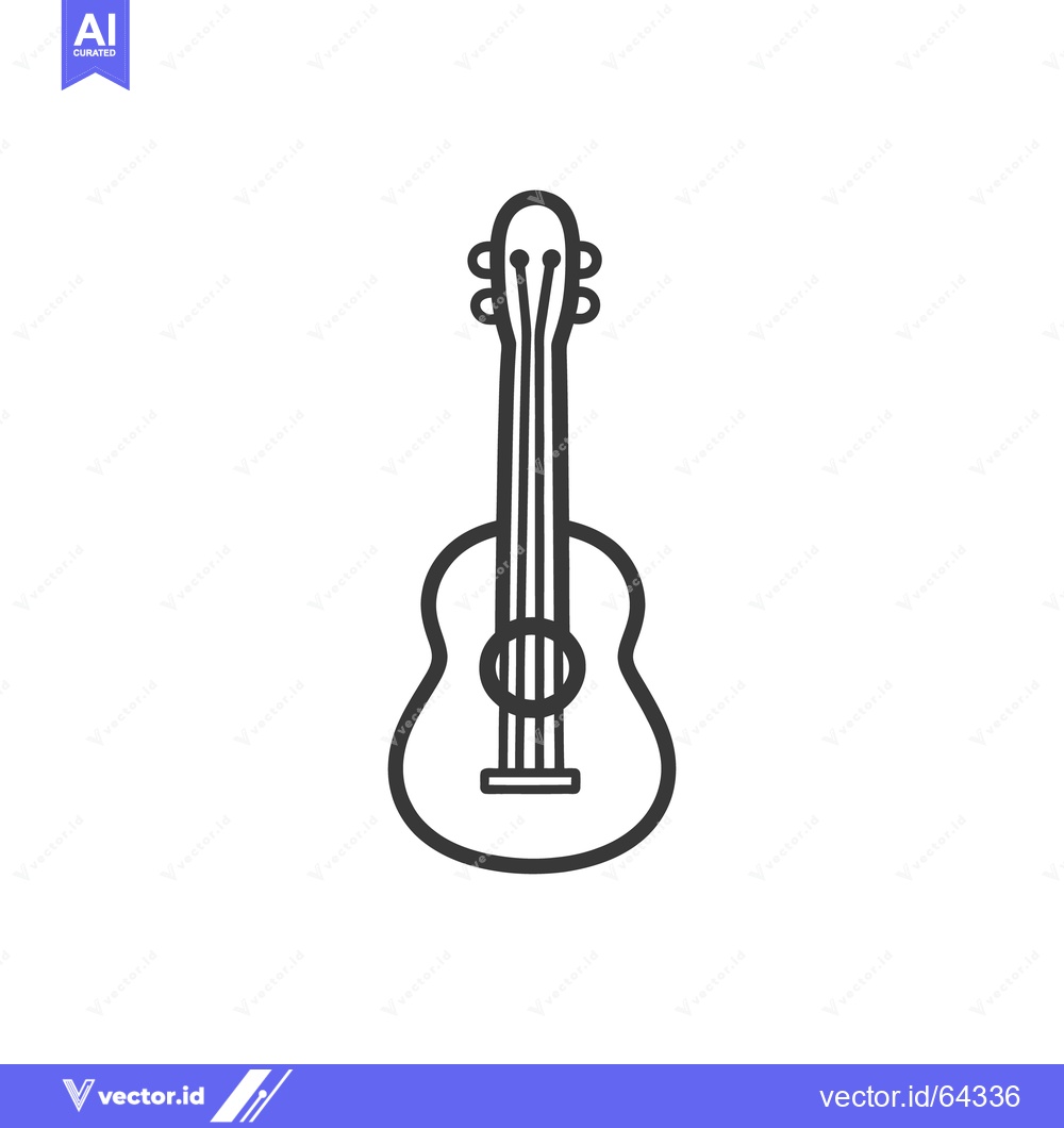 Premium Vector dari A line drawing illustrating a four string acoustic ukulele instrument