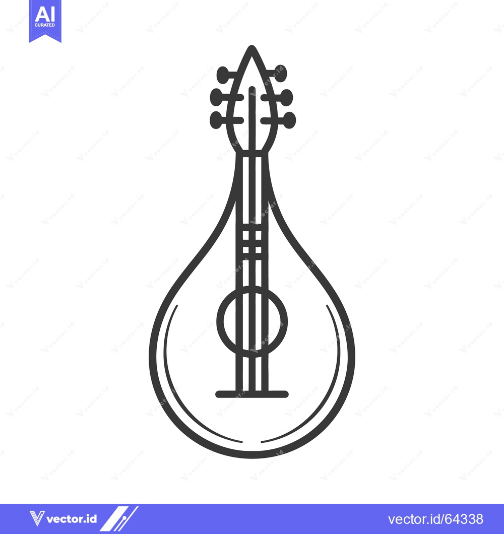 Premium Vector dari Detailed outline of a mandolin musical instrument in simple form