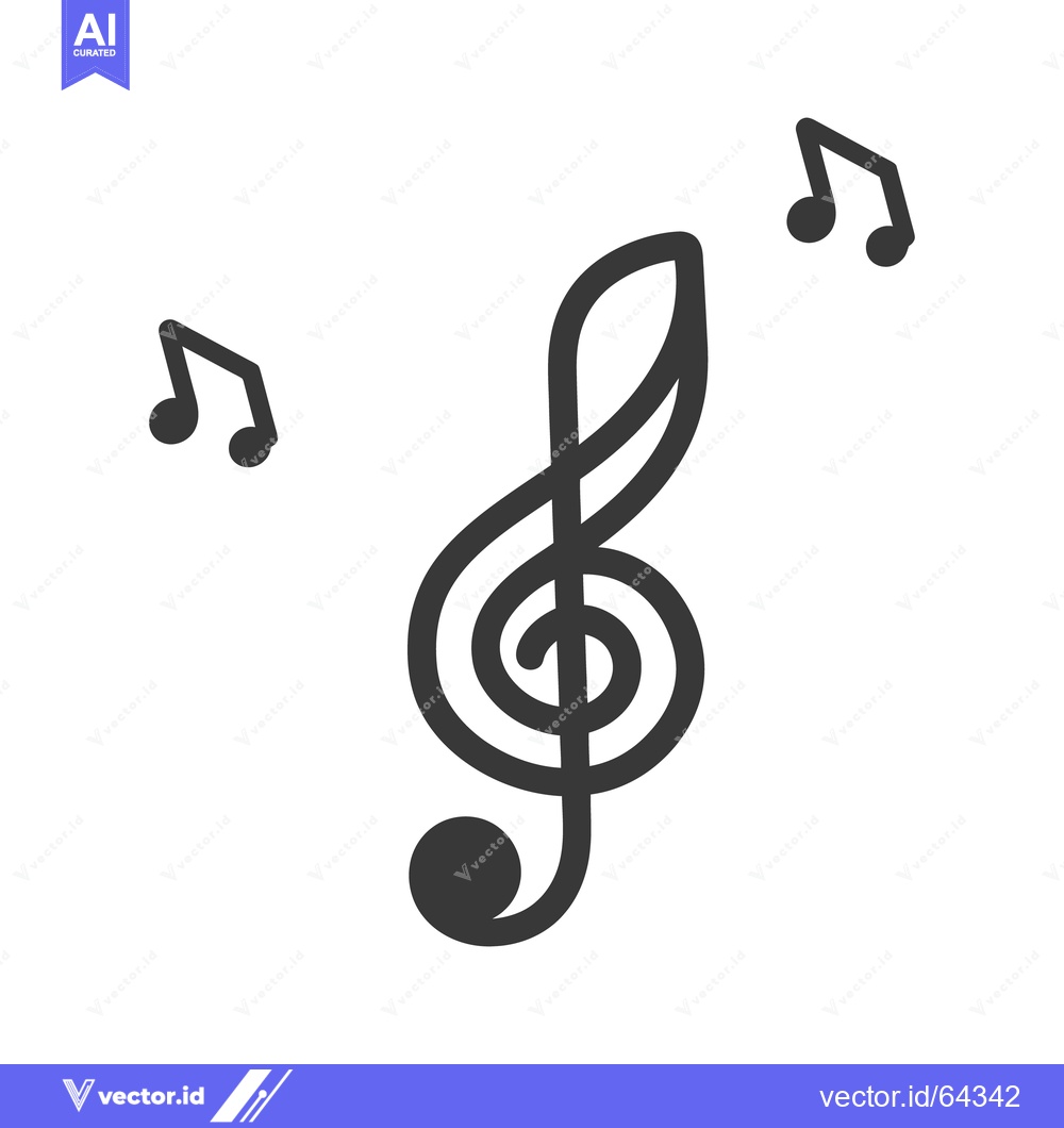 Premium Vector of Black Treble Clef Symbol and Musical Notes Symbols Depicted
