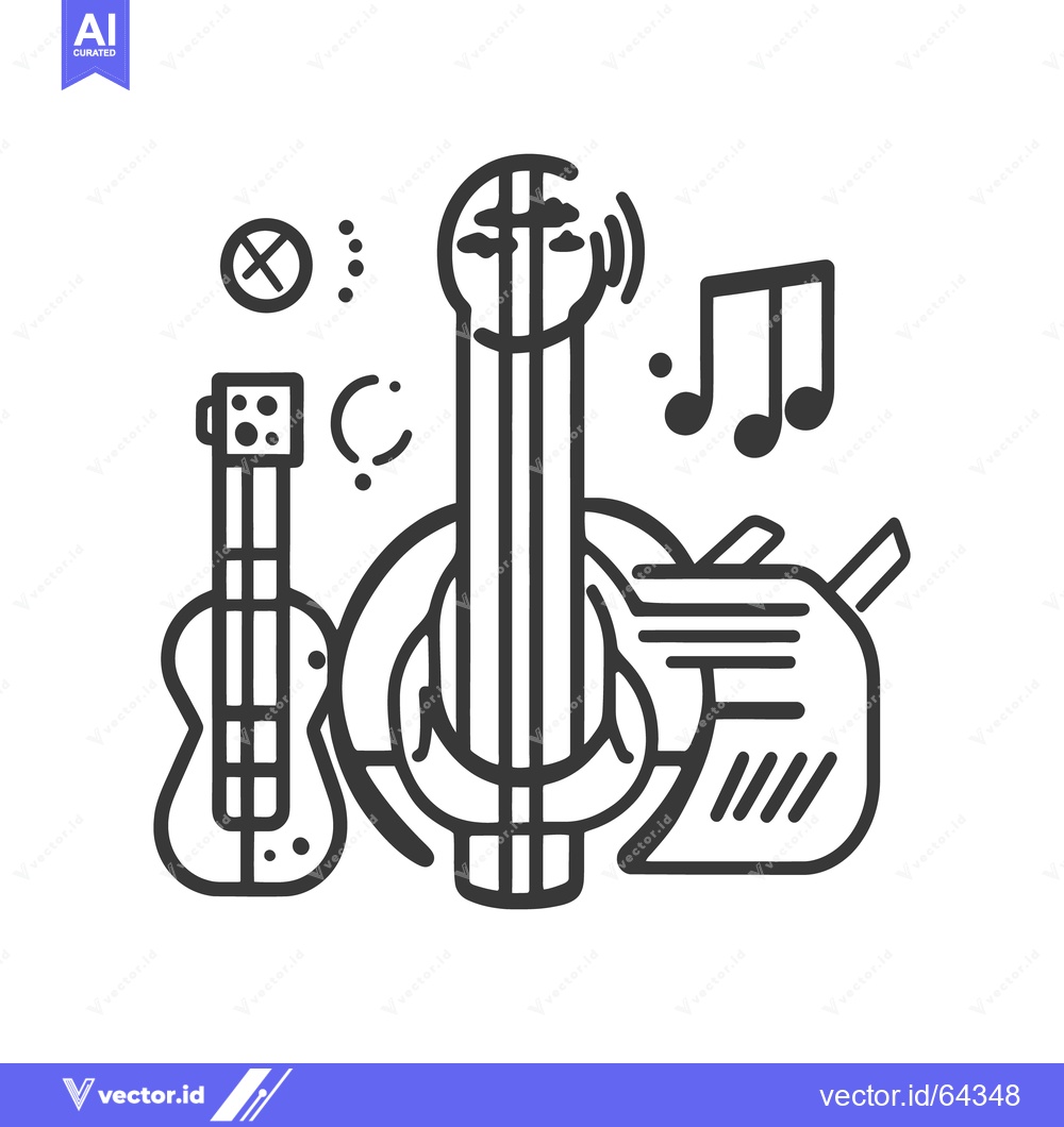 Premium Vector of Simple illustration showing musical instruments and some musical notes