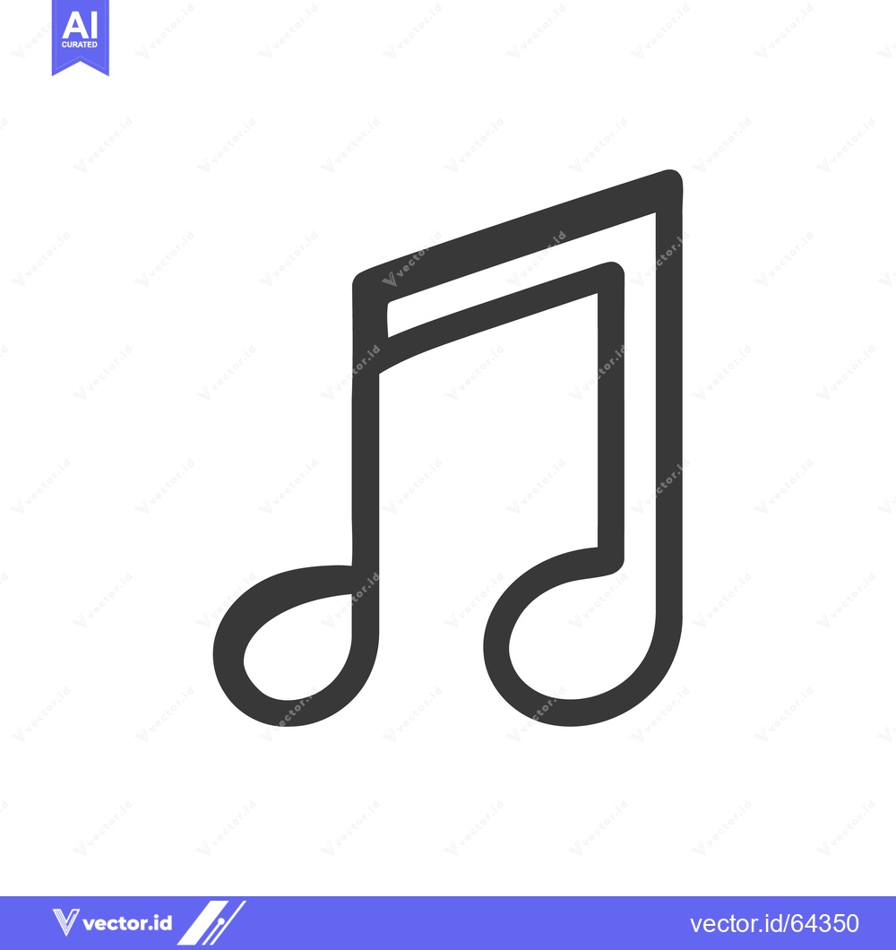 Premium Vector dari Minimalist Music Note Icon: Gray Outline on White Background, Clean De
