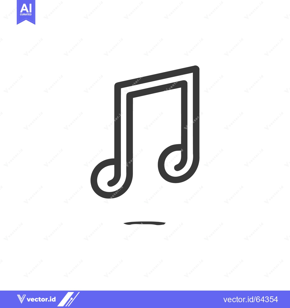 Premium Vector of Minimalist Double Music Note Icon with Shadow on White Background