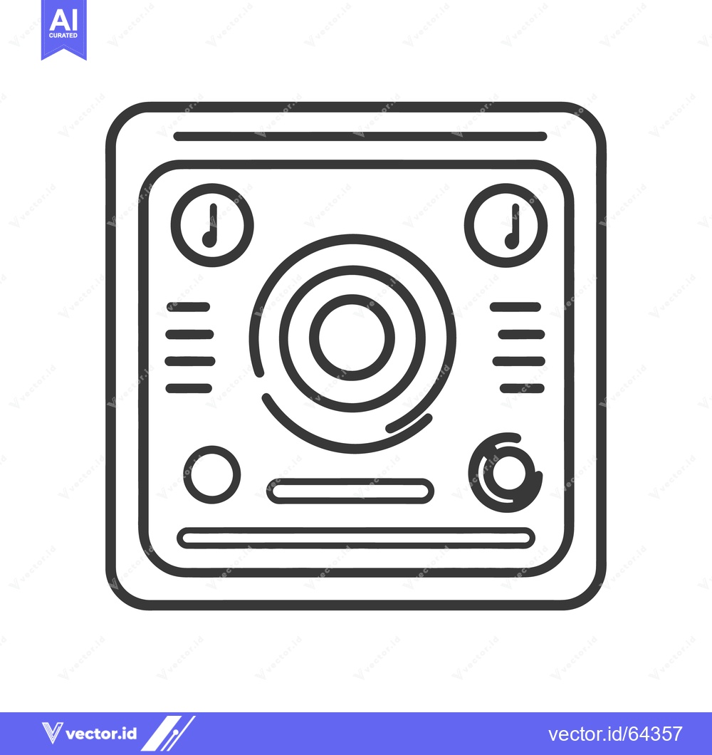 Premium Vector dari A square audio equipment icon with musical and volume controls