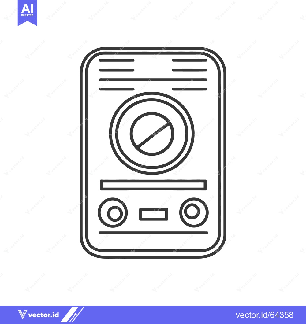 Premium Vector dari A monochrome depiction of an electronic appliance with a circular dial