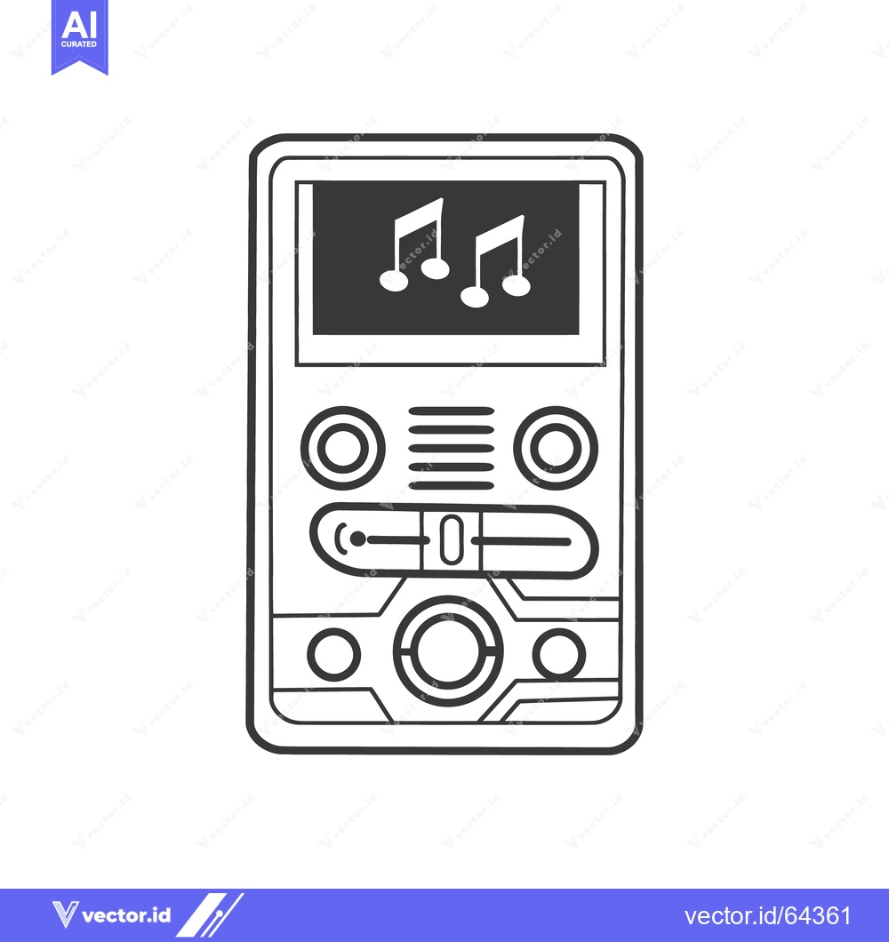 Premium Vector dari A simple grayscale illustration of a portable music player