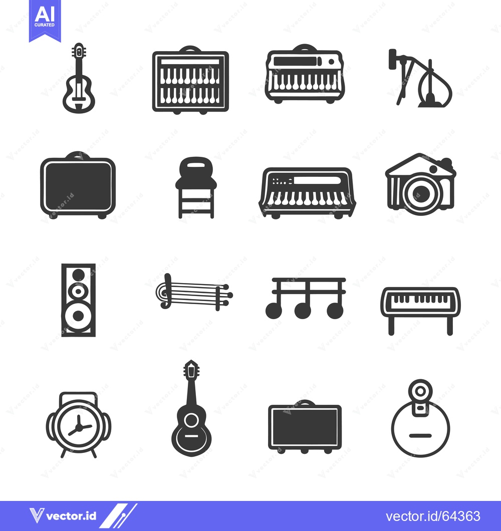 Premium Vector of Music Studio Equipment and Instruments Icons