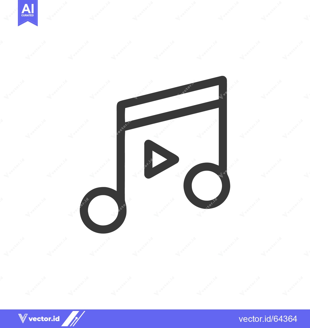 Premium Vector dari Minimalist Music Note Icon with Play Button Symbol