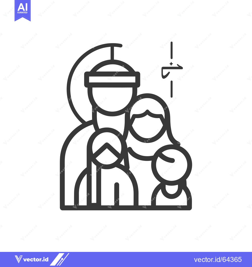Premium Vector of Muslim Family Silhouette with Arabic Calligraphy