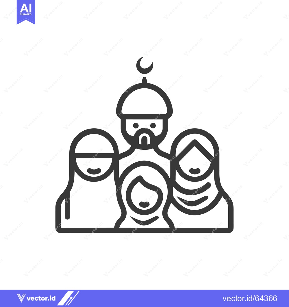 Premium Vector dari Muslim Family with Crescent Moon and Mosque Dome Symbol