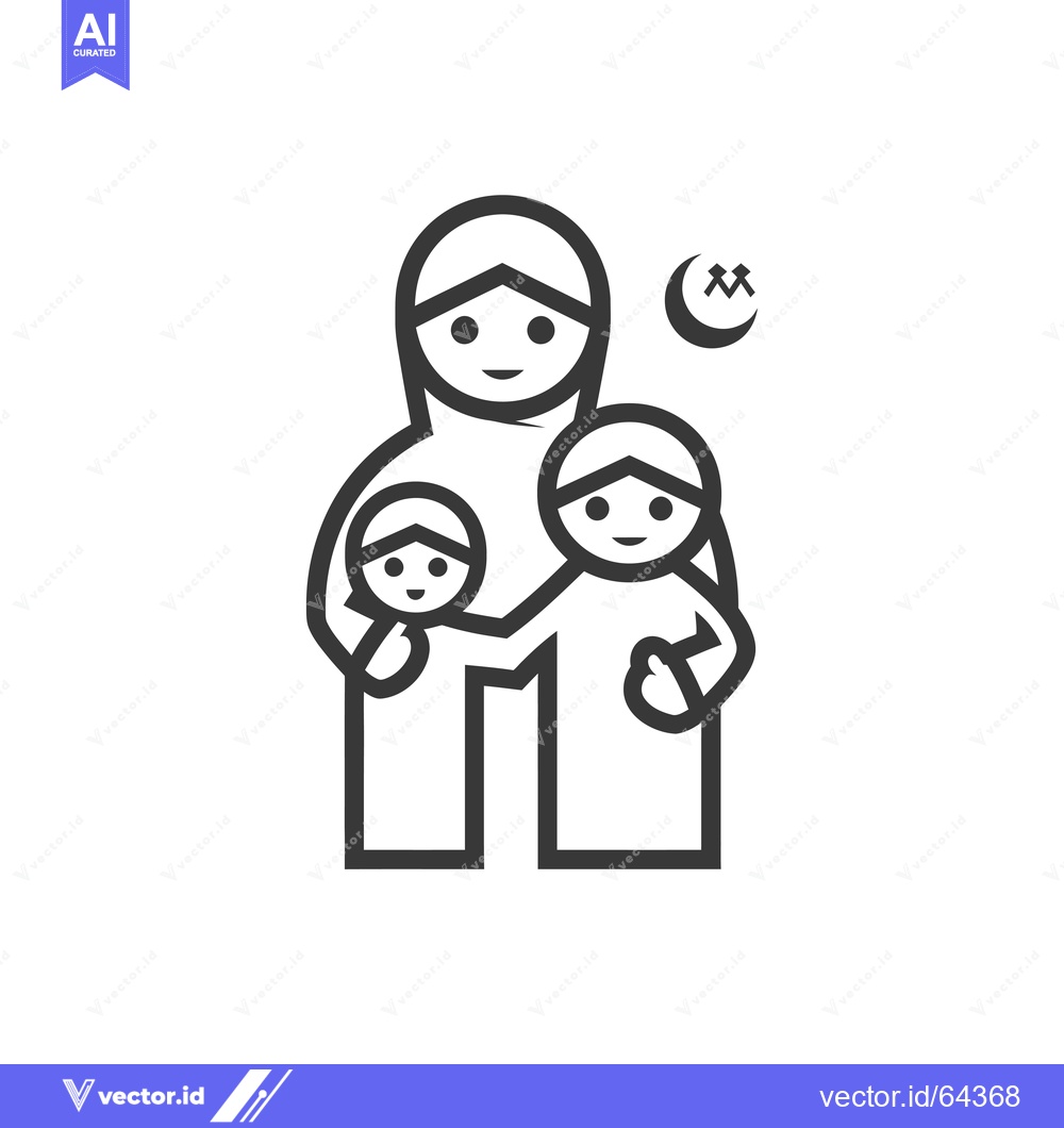 Premium Vector dari Muslim Family with Crescent Moon Symbol
