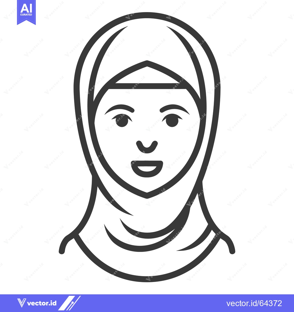 Premium Vector of A simple black and white illustration of a woman wearing a hijab
