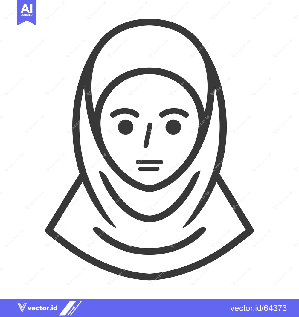 Premium Vector dari A simplified black and white illustration of a woman wearing a hijab