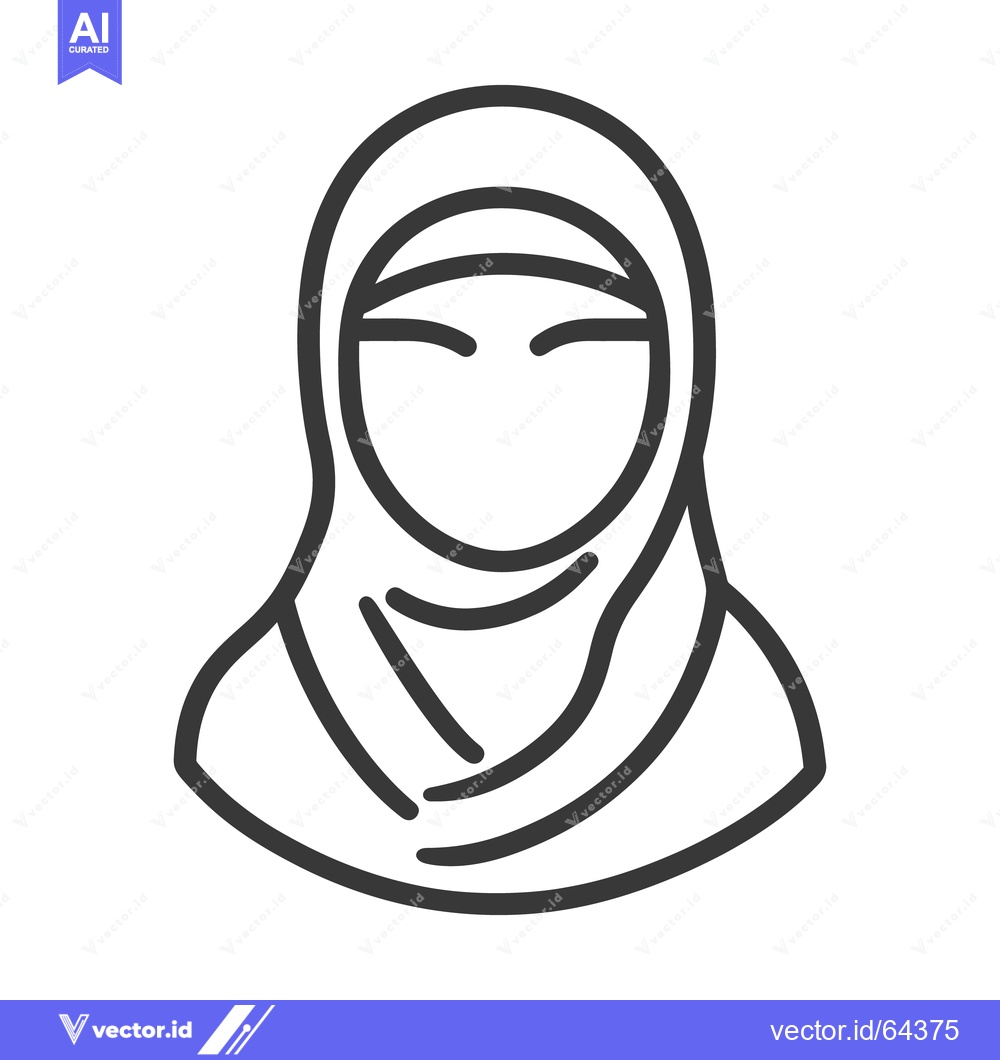 Premium Vector dari The simple black outline of a woman wearing a head covering
