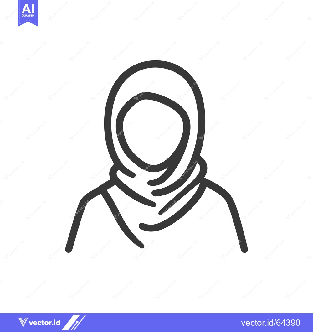 Premium Vector dari A black and white line drawing of a veiled woman