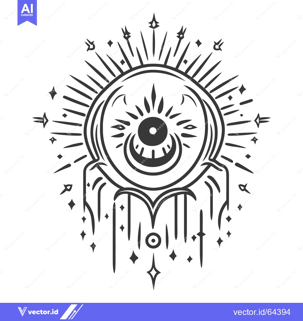 Premium Vector dari An illustration depicting an eye surrounded by celestial symbols