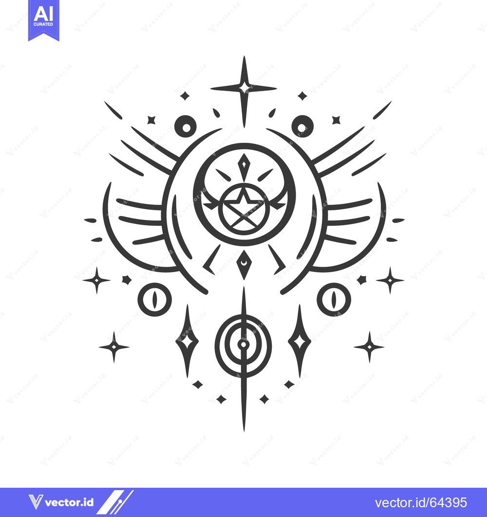 Premium Vector of A detailed symmetrical artistic design composed of celestial elements