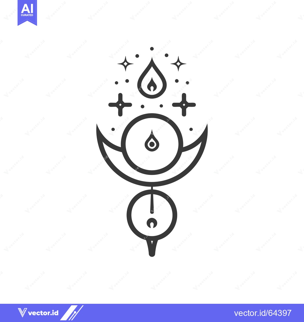 Premium Vector dari Simplified abstract illustration featuring celestial and elemental sym
