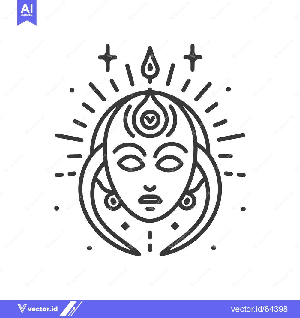 Premium Vector dari A geometric illustrated face with radiating lines and symbolic element