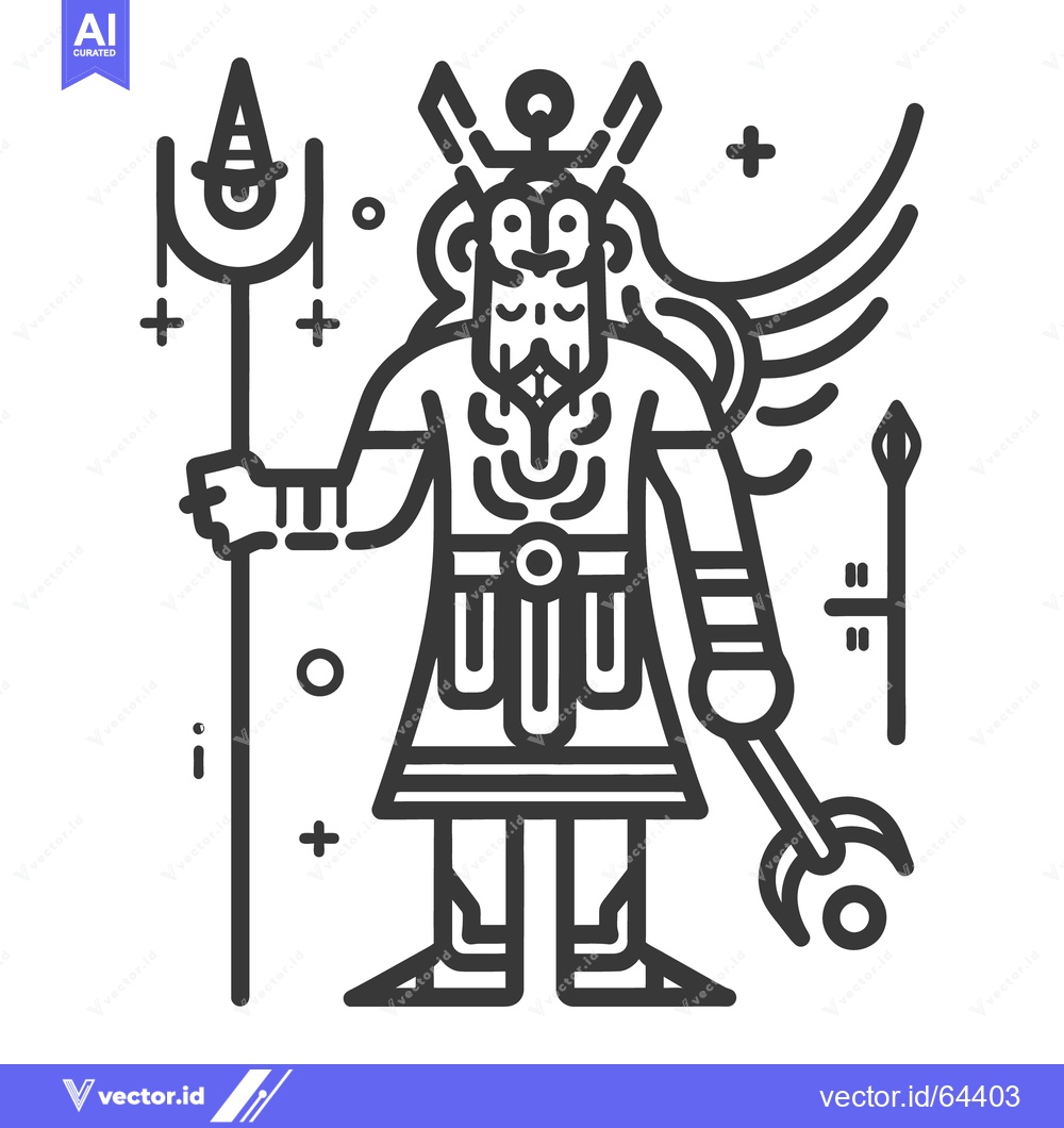 Premium Vector of A vectorized illustration of a regal figure holding weapons