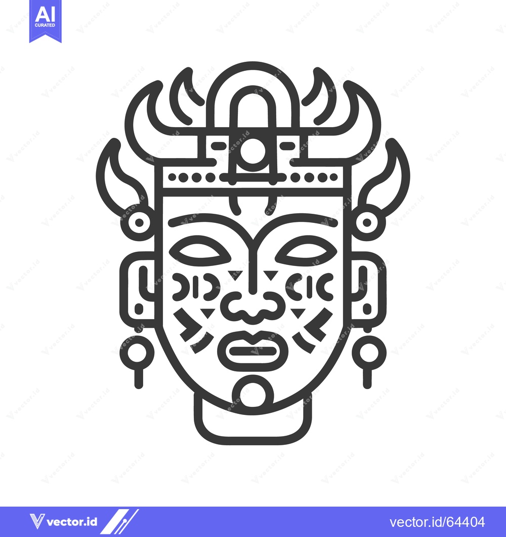 Premium Vector dari A stylized black and white depiction of a detailed mask