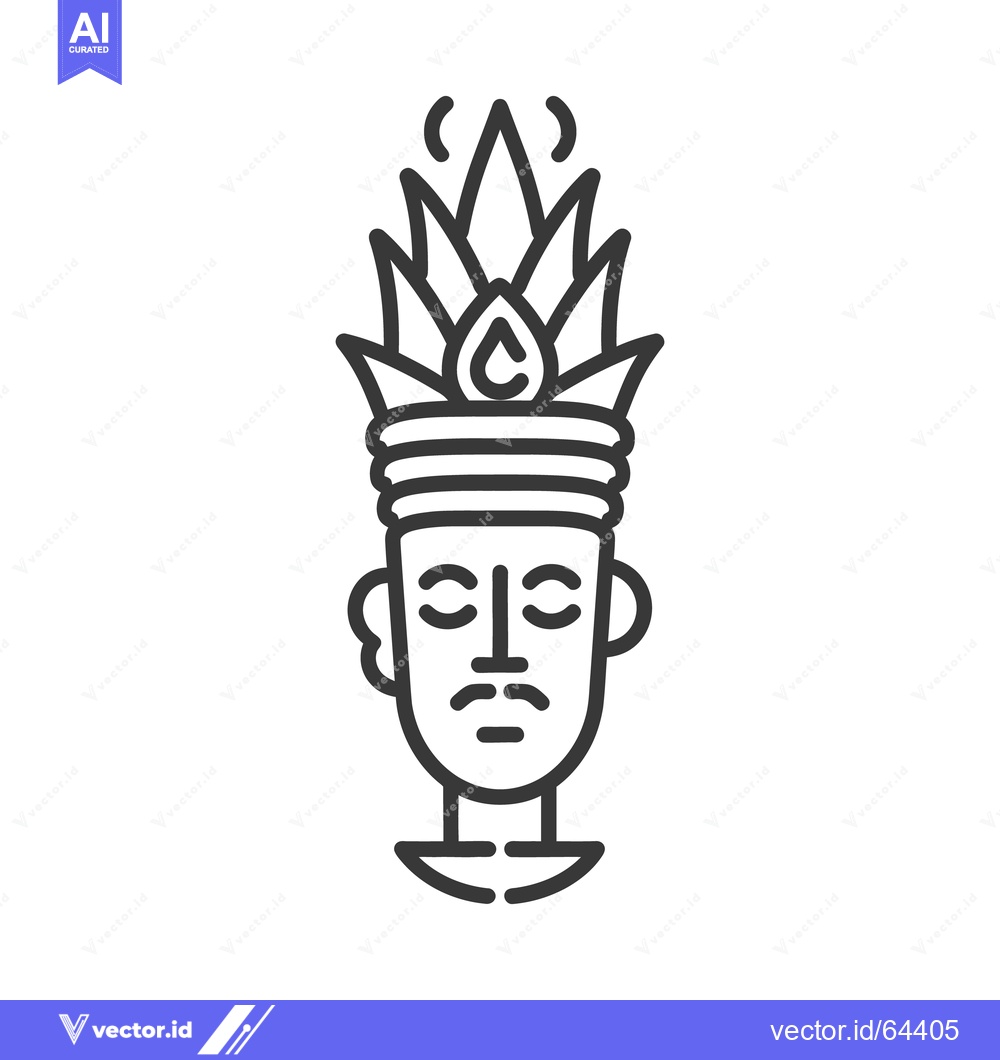 Premium Vector dari A minimalist icon of a face wearing a decorative headdress
